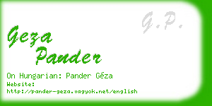 geza pander business card